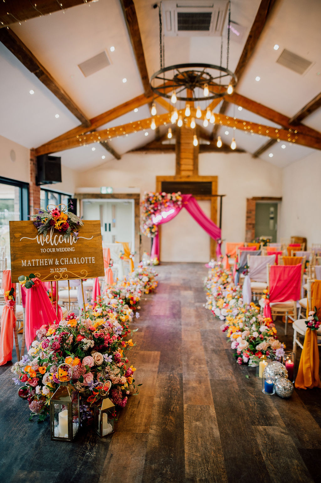 bright ceremony barn decor rustic