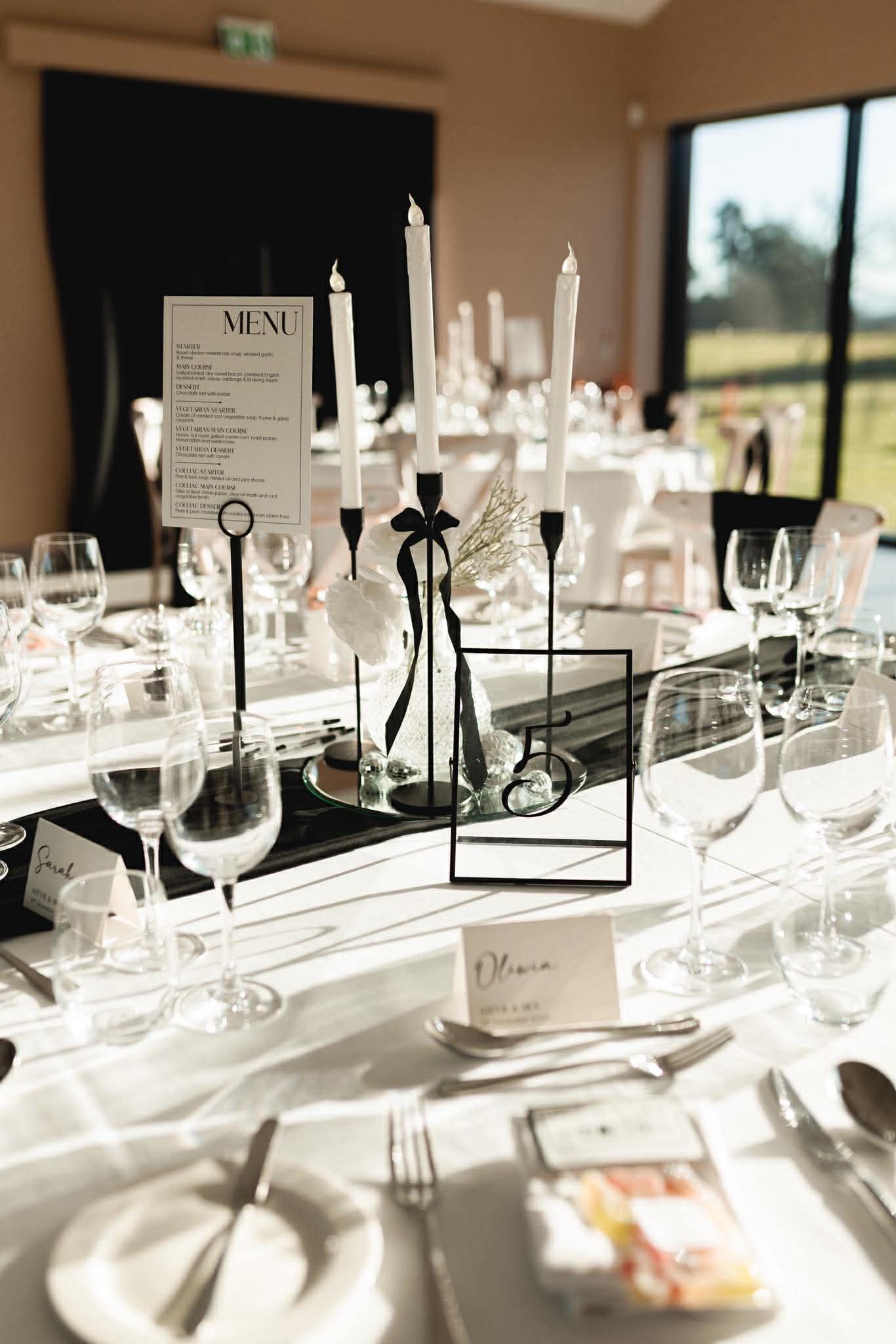 Crumplebury Wedding Decor Tables Black and White